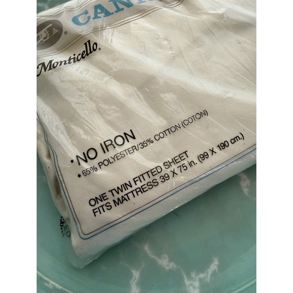 Cannon Monticello Twin Fitted Ivory Sheet No Iron Percale Vintage New Old Stock - Picture 6 of 6